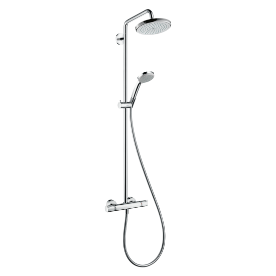 Hansgrohe Croma Showerpipe 220 1jet with thermostatic shower mixer Chrome 271... Hansgrohe Croma Showerpipe 220 1jet with thermostatic shower mixer Chrome 271...