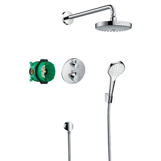 Hansgrohe Croma Select S Shower system with Ecostat S thermostatic mixer for ... Hansgrohe Croma Select S Shower system with Ecostat S thermostatic mixer for ...
