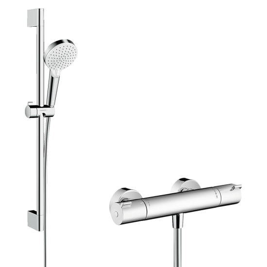 Hansgrohe Crometta Shower system 100 Vario with Ecostat 1001 CL thermostatic ... Hansgrohe Crometta Shower system 100 Vario with Ecostat 1001 CL thermostatic ...
