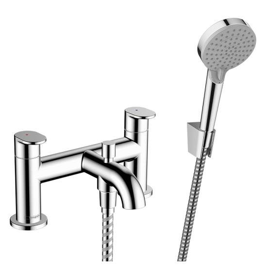 Hansgrohe Vernis Blend 2-hole rim mounted bath mixer with diverter valve & Ve...