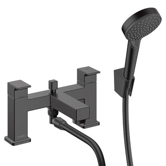 Hansgrohe Vernis Shape 2-hole rim mounted bath mixer with diverter valve & Ve... Hansgrohe Vernis Shape 2-hole rim mounted bath mixer with diverter valve & Ve...