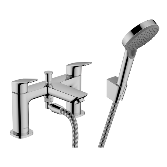 Hansgrohe Logis 2-hole rim mounted bath mixer with diverter valve & Vernis Bl...