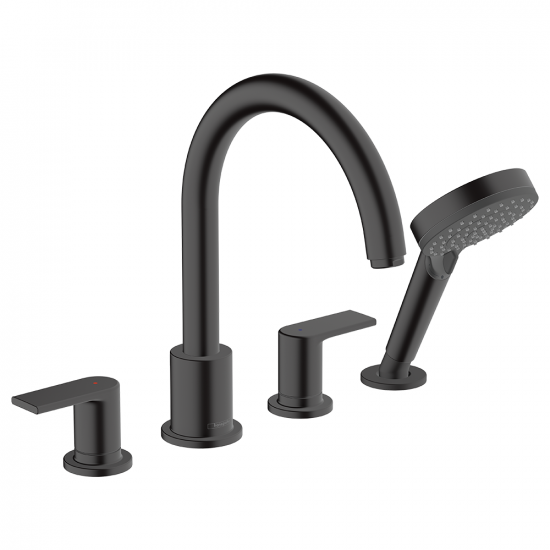Hansgrohe Vernis Shape 4-hole rim mounted bath mixer- Matt Black - 71459670 Hansgrohe Vernis Shape 4-hole rim mounted bath mixer- Matt Black - 71459670