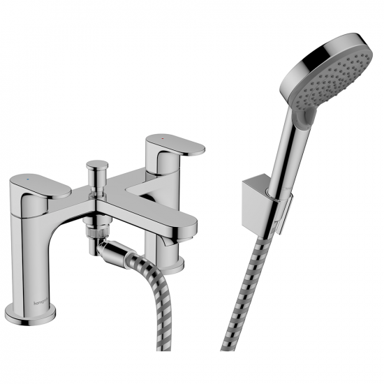 Hansgrohe Rebris S 2-hole rim mounted bath mixer with diverter valve & Vernis... Hansgrohe Rebris S 2-hole rim mounted bath mixer with diverter valve & Vernis...