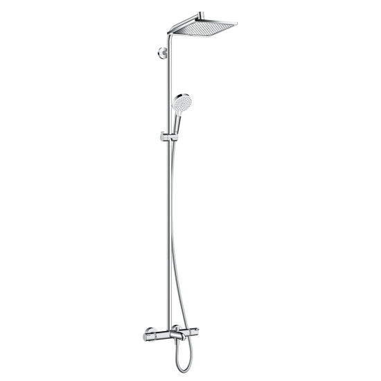 Hansgrohe Crometta E Showerpipe 240 1jet with thermostatic bath mixer - Chrom... Hansgrohe Crometta E Showerpipe 240 1jet with thermostatic bath mixer - Chrom...
