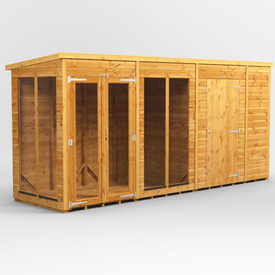 14 x 4 Power Pent Summerhouse With 6ft Side Store 14 x 4 Power Pent Summerhouse With 6ft Side Store