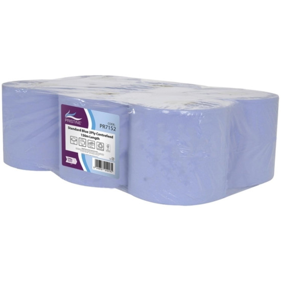 Pristine Standard 2ply Centrefeed Blue 150m Pristine Standard 2ply Centrefeed Blue 150m