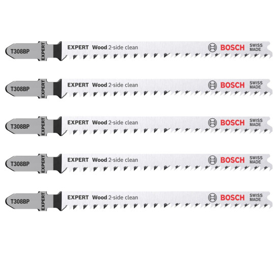 Bosch EXPERT Wood 2-side clean T308BP - 5 Jigsaw Blades Bosch EXPERT Wood 2-side clean T308BP - 5 Jigsaw Blades