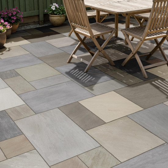 Global Stone Indian Sandstone 18mm Project Pack Raj Blend 19.52m2 Global Stone Indian Sandstone 18mm Project Pack Raj Blend 19.52m2