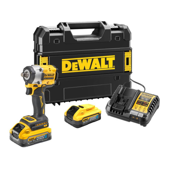 DeWalt 18V XR Brushless 1/2inch Hog Ring Compact Impact Wrench 2x5Ah POWERSTACK ...
